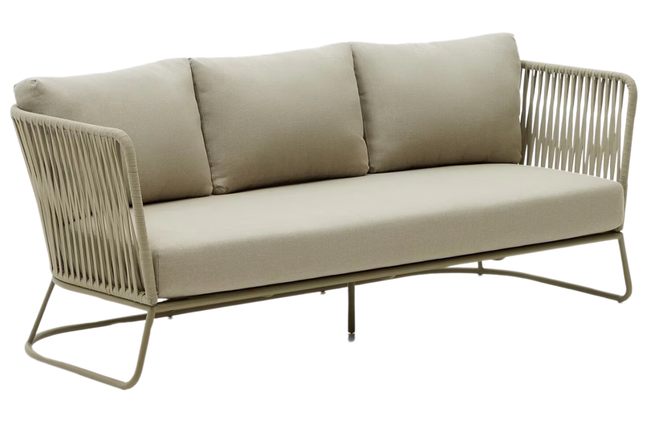 Zelená kovová zahradní třímístná pohovka Kave Home Saconca 189 cm