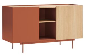 Cihlově červená dubová komoda Teulat Otto 130 x 49 cm