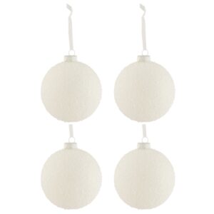 Set čtyř bílých skleněných vánočních ozdob J-line Mondria 12 cm