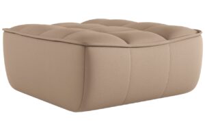 Maison Heritage Tmavě béžová kožená podnožka Moni 90 x 83 cm