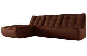 Maison Heritage Koňakově hnědá kožená rohová pohovka Moni 246 cm