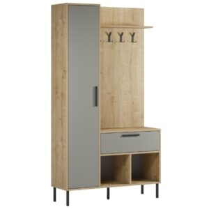 Marckeric Zelená předsíňová stěna Heidy s dubovým dekorem