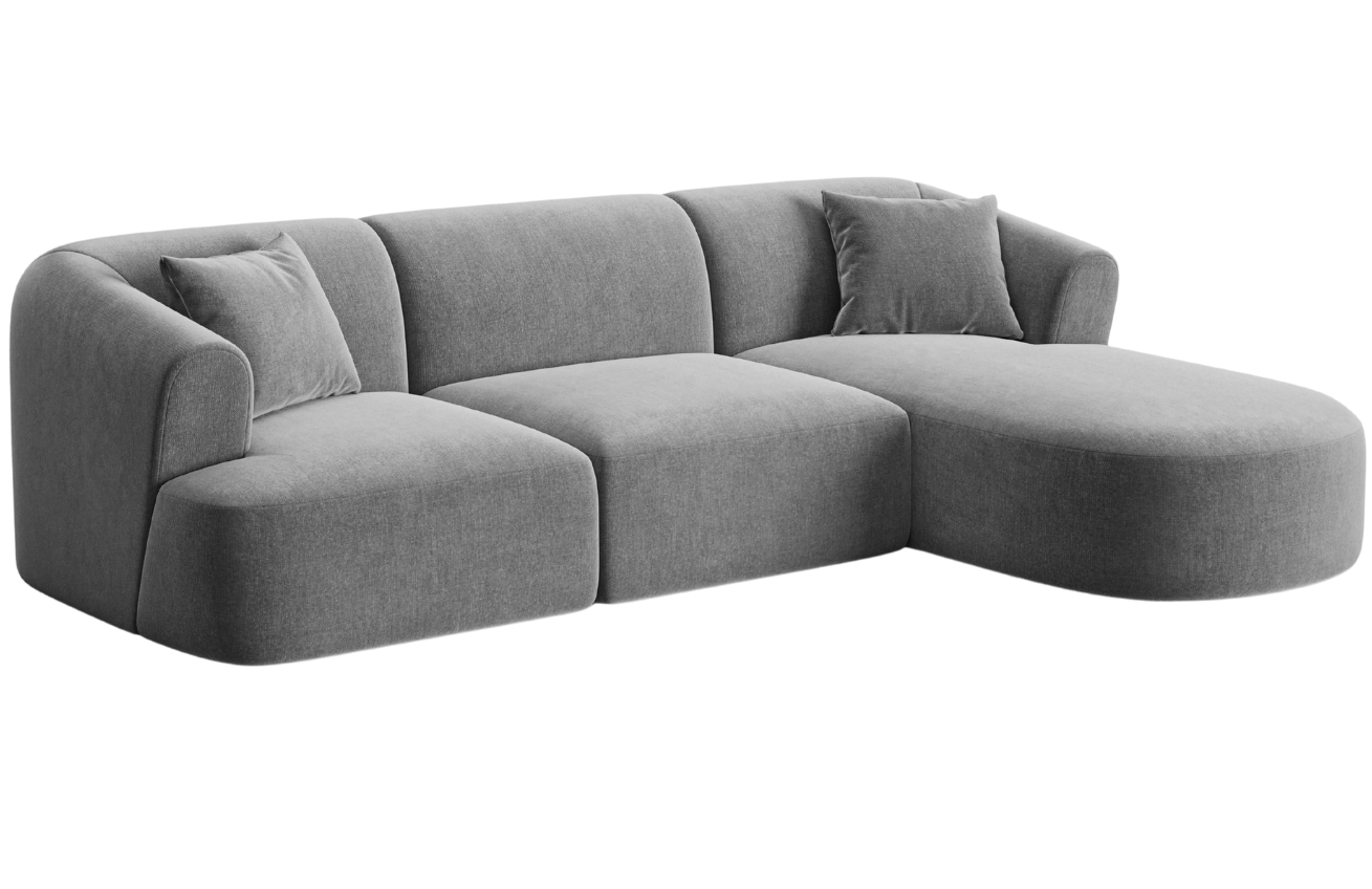 Cosmopolitan Design Šedá sametová rohová pohovka Campi 256 cm