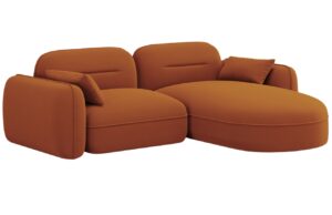 Cosmopolitan Design Terakotově oranžová sametová rohová pohovka Sydney 230 cm
