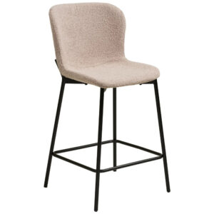 Nordic Living Béžová bouclé barová židle Maceda 65 cm