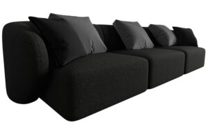 Maison Heritage Černá trojmístná pohovka Chiara 266 cm