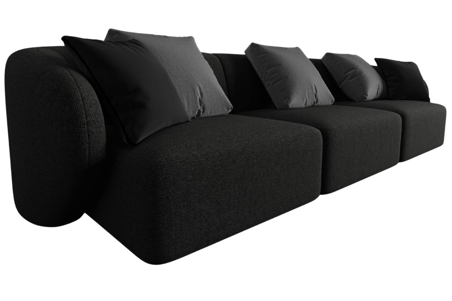 Maison Heritage Černá trojmístná pohovka Chiara 266 cm