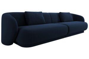 Cosmopolitan Design Tmavě modrá sametová čtyřmístná pohovka Camden 304 cm