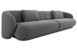 Cosmopolitan Design Šedá sametová čtyřmístná pohovka Camden 304 cm