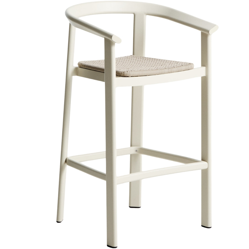 Kave Home Krémová zahradní barová židle s výpletem Erice 75 cm