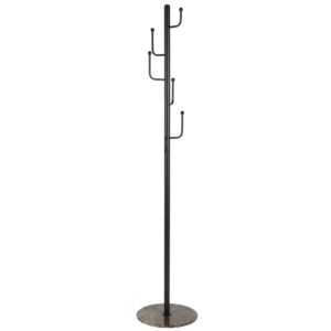 Housecraft Living Černý kovový stojací věšák Baz 178 cm s mramorovou podstavou
